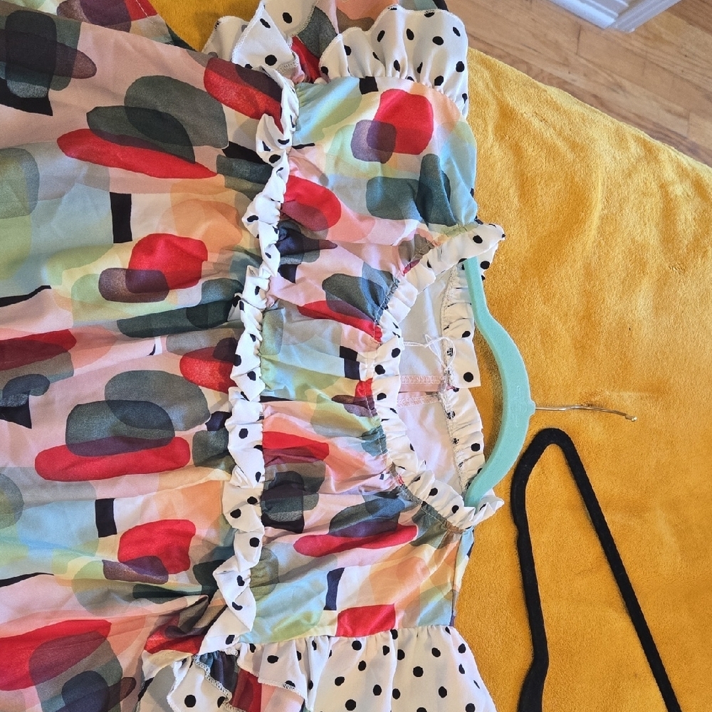 SHEIN Multicolor Abstract Ruffle Blouse - Picture 5 of 6